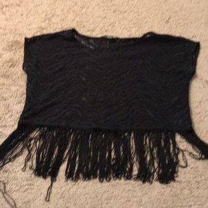 Black fringe top for women